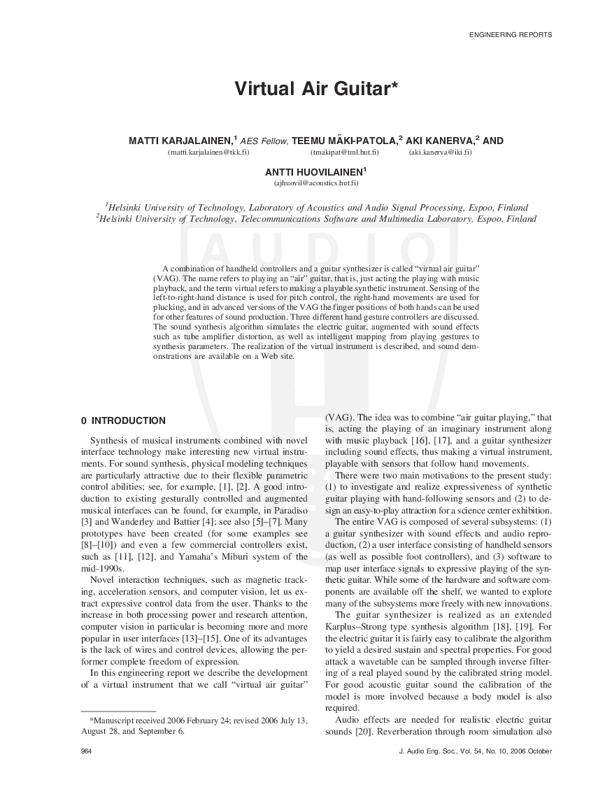 First page of “Virtual Air Guitar”