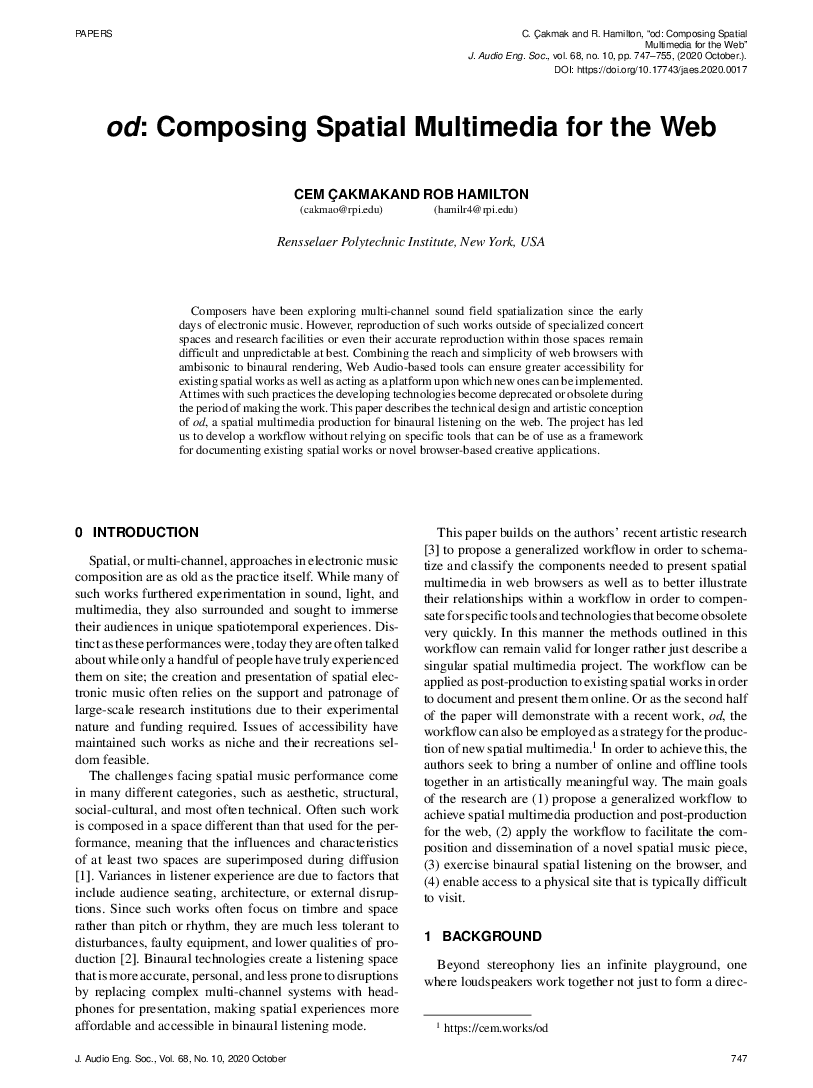 First page of “od: Composing Spatial Multimedia for the Web”