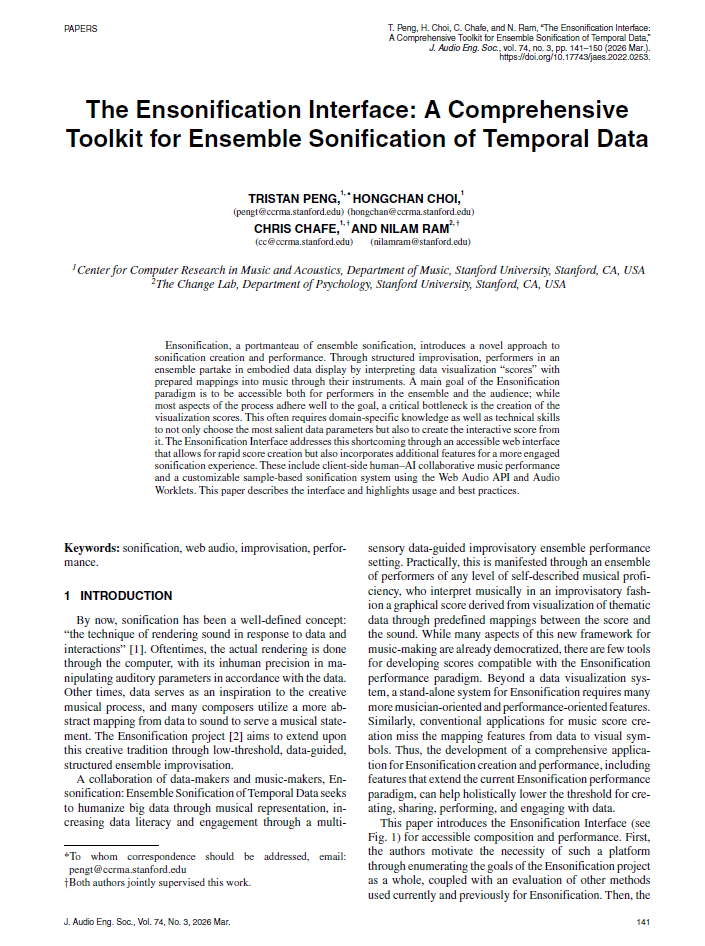 First page of “The Ensonification Interface: A Comprehensive Toolkit for Ensemble Sonification of Temporal Data”