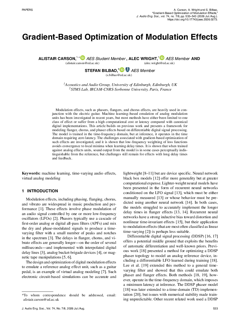First page of “Gradient-Based Optimization of Modulation Effects”